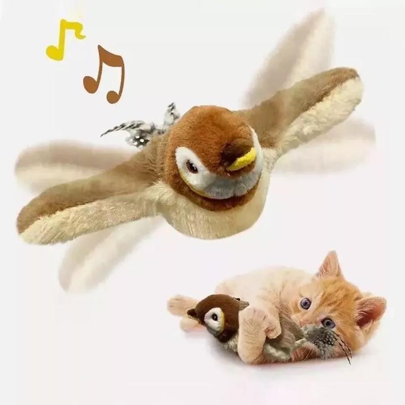 Product Introduction of Interactive Squeak Pet Dog Toy Cat Toys Plush Bird Sparrow Catnip Toys Vivid Chirping Simulation Bird Interactive Cat Toy 0