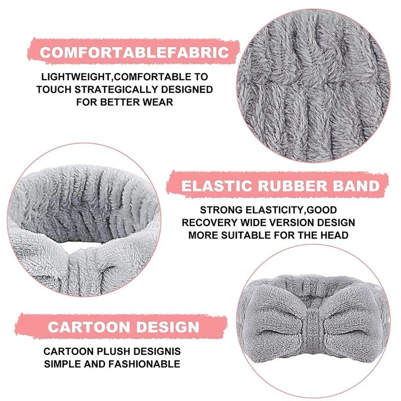 Premium 2 Pieces Spa Facial Headband for Makeup and Washing Face Women Spa Yoga Sports Shower Facial Head Band Elastic Head Wrap for Girls and Women 3