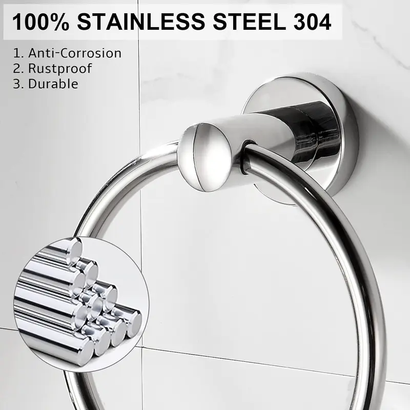 BGL Towel Ring Contemporary Style Stainless Steel 304 Chrome Bathroom Accessories (Towel Ring) 2