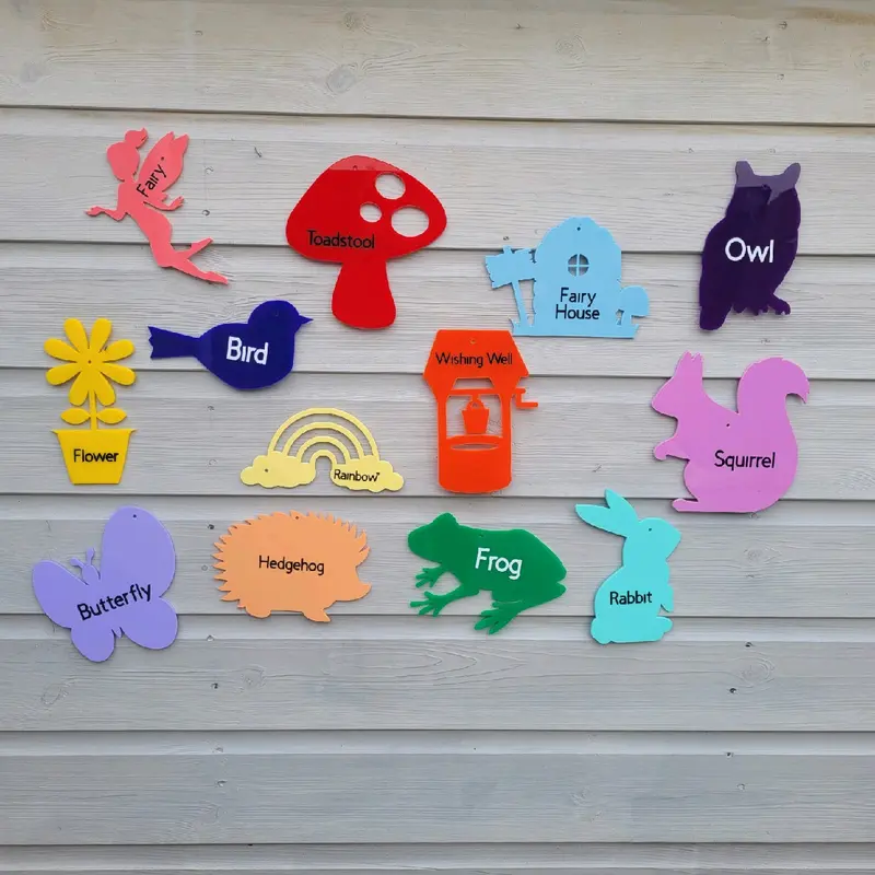 set of 14 acrylic woodland, fairy garden shapes, garden toys, decor 2