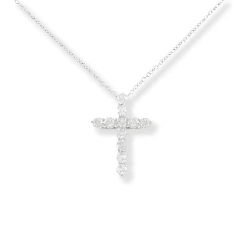 Miss Drip Silver Zirconia Cross Necklaces Pendant With Chains ( X1 CROSS NECKLACE) 3