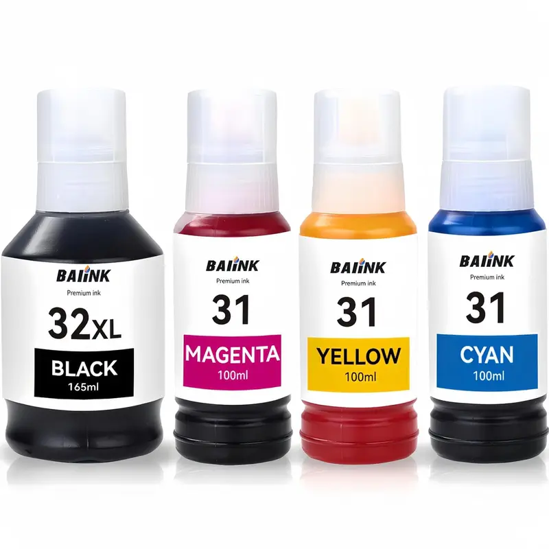 TRAHOO-31 32XL Refill Ink Bottles Compatible for HP Smart Tank 5101 5102 7301 7602 7001 6001 Plus 551 651 455 457 450 All-in-One Ink-Tank Printers (160ML 32XL Black Ink, 100ML 31 Color Ink, 4-Pack) 0