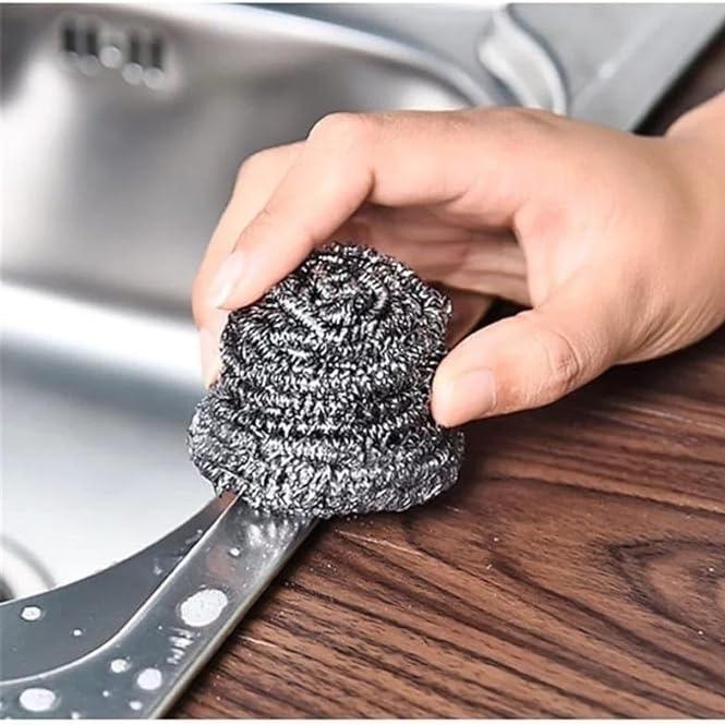 Stainless Steel Scourers, Steel Wool scrubbers Scouring Kitchen for Cleaning Non-Stick Metal Sponge Pan, 6 and 12 Pack 4