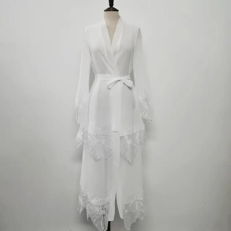 HASASERIES HS1025 1pcs Lace Embroidery Double-Layer Cardigan 4