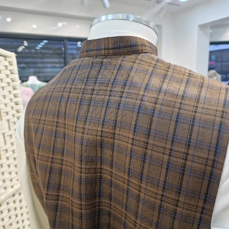 Mens Checked Brown Waistcoat - Stylish and Classic - Tops, Menswear 5
