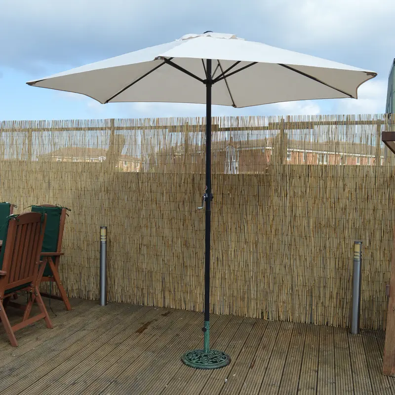 2.7m Wind Up Crank Garden Parasol with Aluminium Shaft in Cream 0