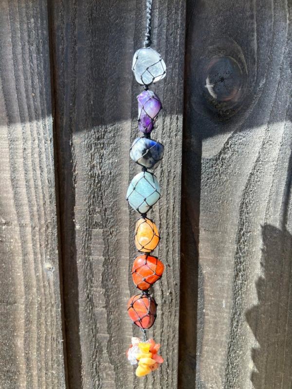 7 Chakra wall Hanging , Car & Window Hanging ,Spiritual Meditation Feng Shui Ornament Natural Stones Car and Home Decor handmade gift Crystals Decorative Hangable Pack Decoration 3