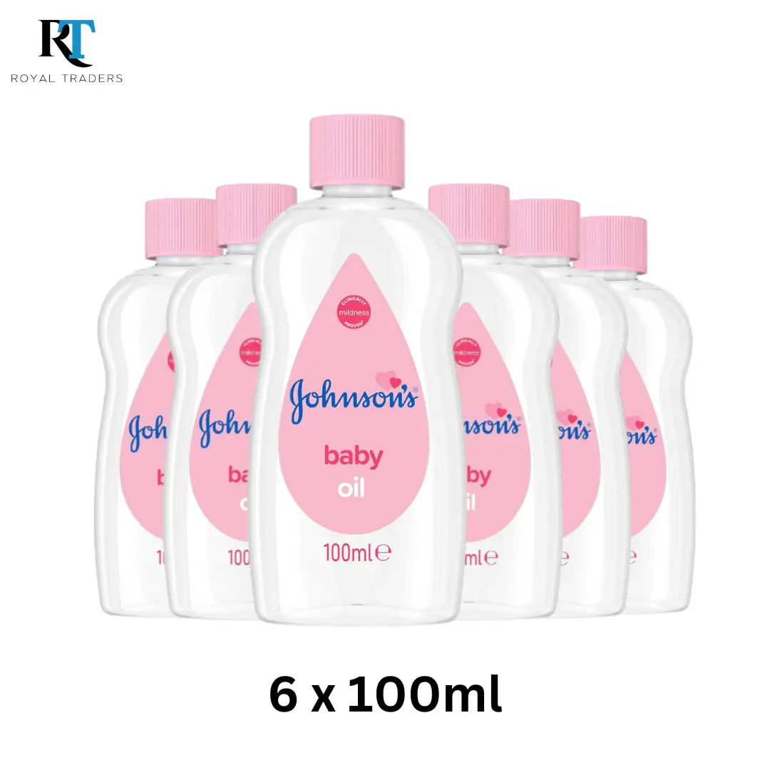 Johnson's Baby Oil, 6 x 100 ml - Hypoallergenic & pH Balanced Formula for Delicate Skin