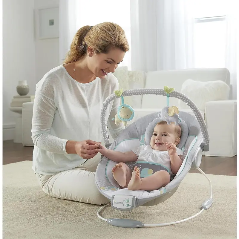 Soothing Baby Bouncer Chair with Soothing Vibrating Infant Seat, Morrison - 8 Melodies, Removable Toy Bar with 2 Plush Toys, Volume Control, 3-Point Harness, Newborn 0-6 Months 6