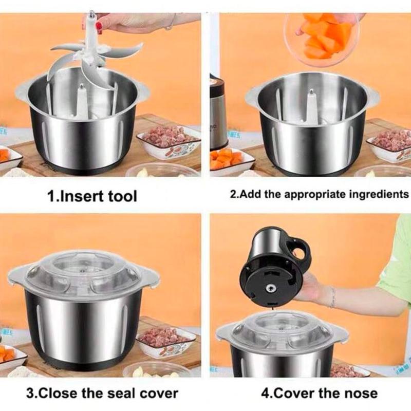 5L Electric Meat GrinderFood Chopper for Meat, Onion, Vegetables, and Nut - Kitchen Cooking Accessory 3