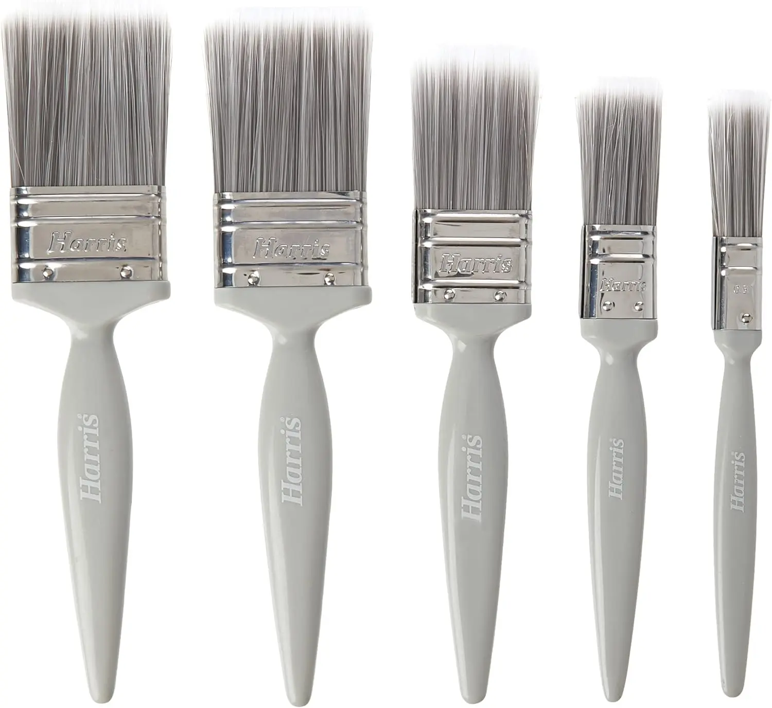 Harris Essentials Walls & Ceilings Paint Brush Set | Pack of 5 | 0.5", 1", 1.5", 2", Grey