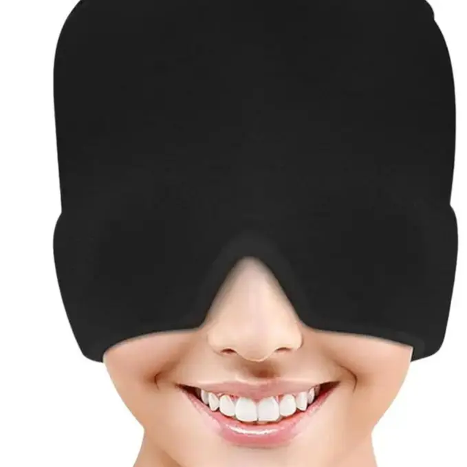 Migraine Relief Cap, Reusable Cold Hot Therapy Migraine and Headache Relief Cap, Single-Sided Gel Ice Hot Head Wrap for Chronic Migraine, Tension Headache, Sinus Stress, Puffy Eyes Pack White 4