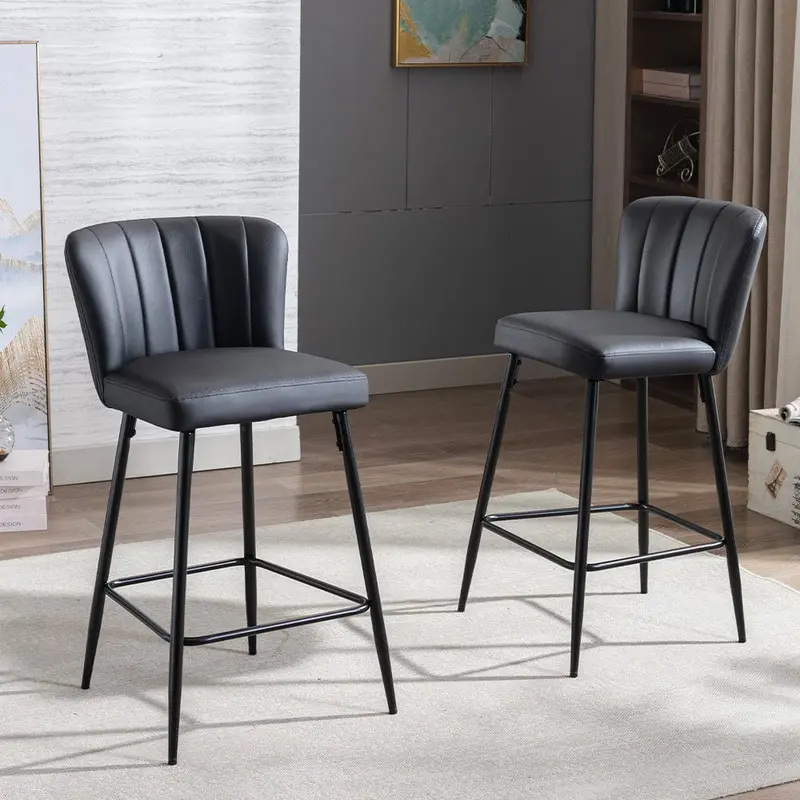 Set Of 2 Caiden PU Leather Bar Stool Bar Chair 8