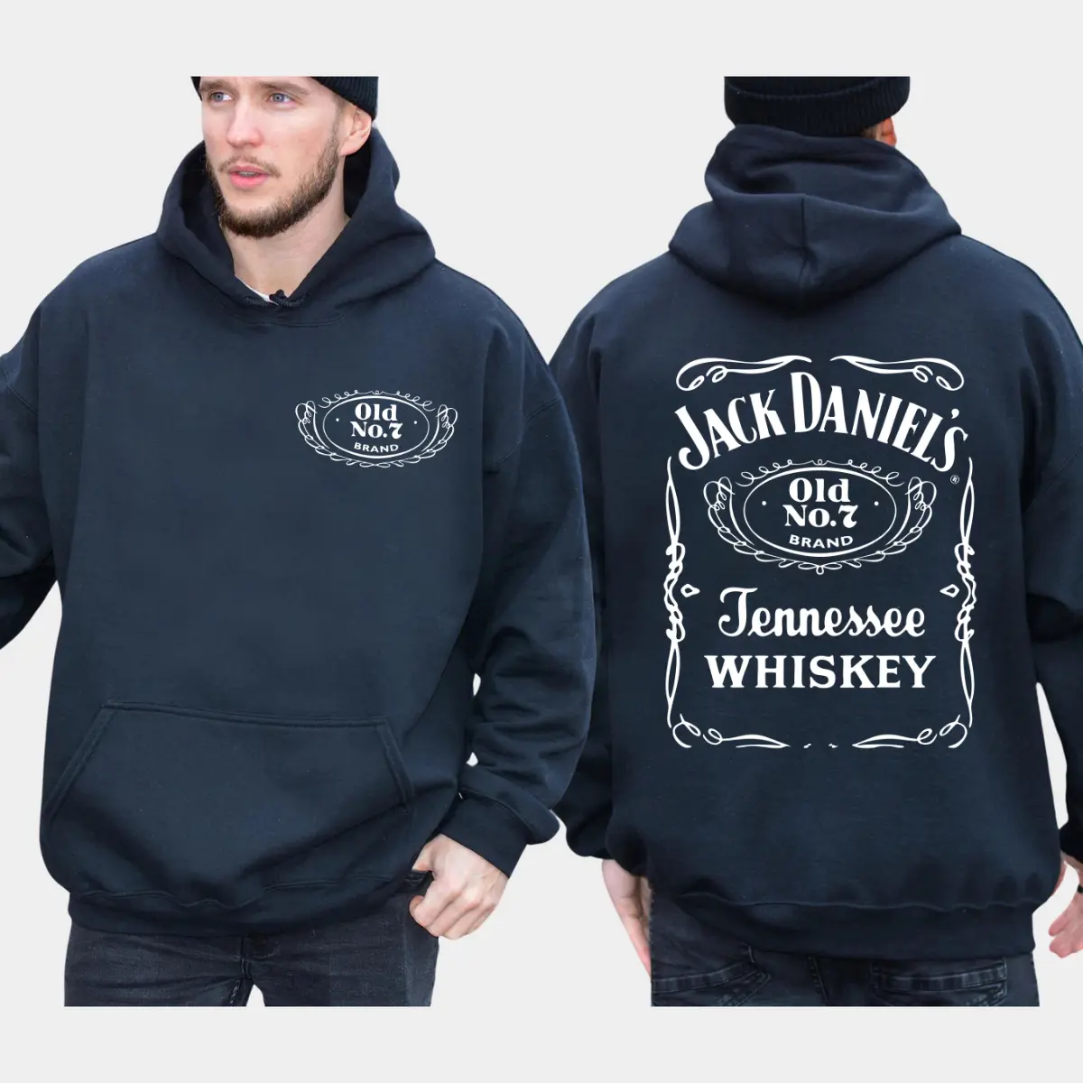J4ck Daniels 0ld No.7 Label Hoodie – Perfect Gift For Whiiskey Lovers, Long Sleeve, Casual Pullover, Men's Top, Daily Menswear