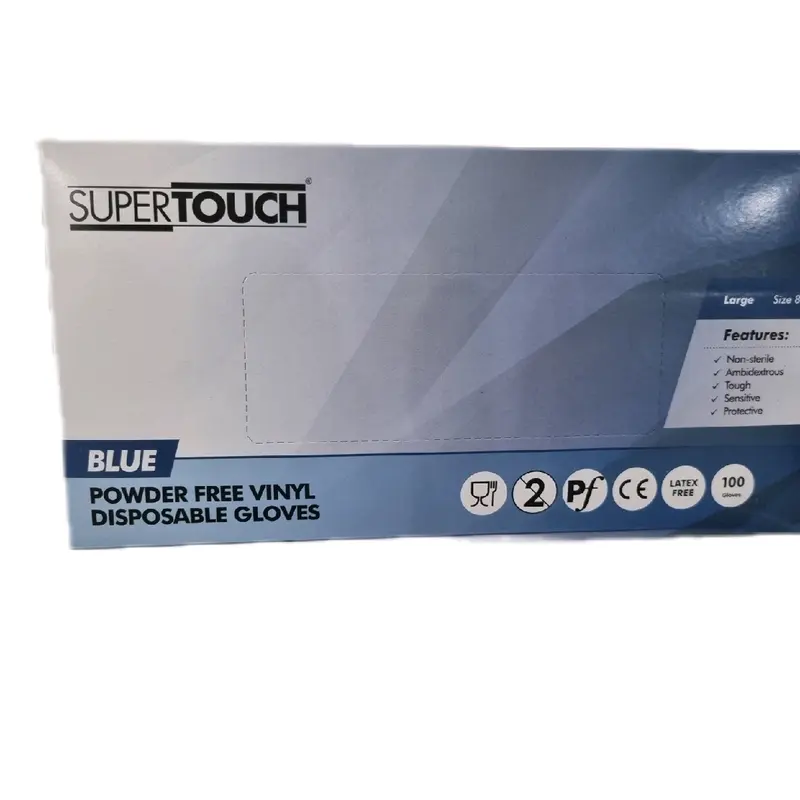 Supertouch 100 Blue Vinyl Disposable Gloves Sizes S/M/L/XL Available Powderfree Foodsafe Cleaning  Latex Free 1