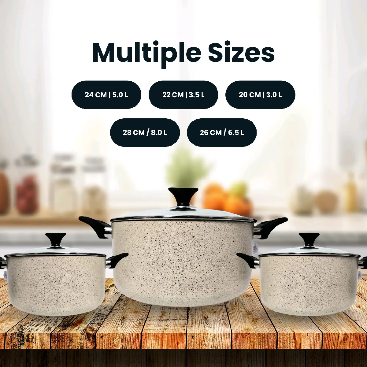 Sonex Galaxy Aluminium Stockpot Set 5pc, 3-Layer NonStick Coating Casserole Set, Tempered Glass Lid with Steam Vent, Induction Compatible Casserole Pan with Ergonomic Handles - Ceramic Cookware Pot, Less Oil Cooking Pot, Pasta Pot potsets pots and Pans