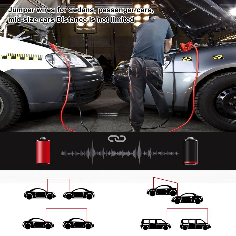 Holdfiturn 6M Booster Cables 3000Amp Heavy Duty Cars Jump Leads Professional Battery Start Cables Colour Coded Clamp Anti Tangle Leads Jump Start Leads for Cars Vans 4
