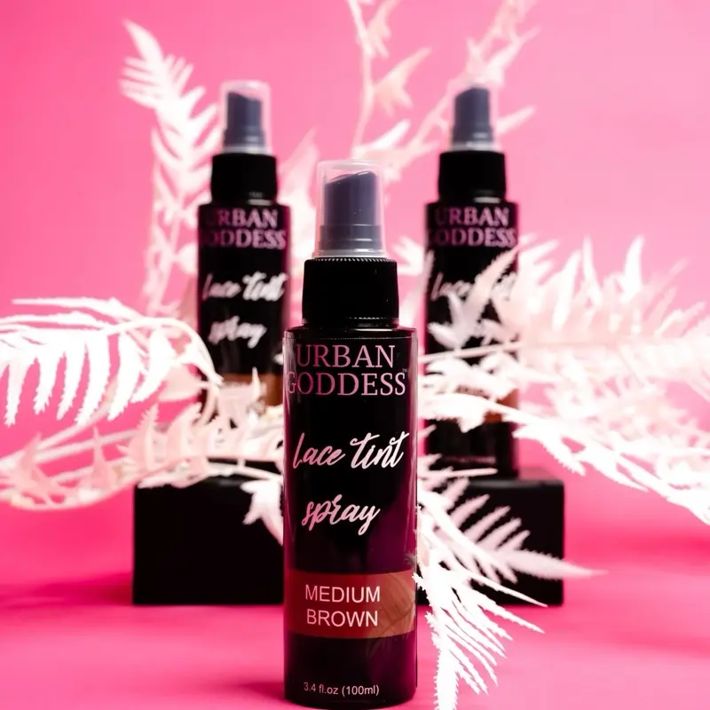 Medium brown lace tint spray (buildable for darker tone )