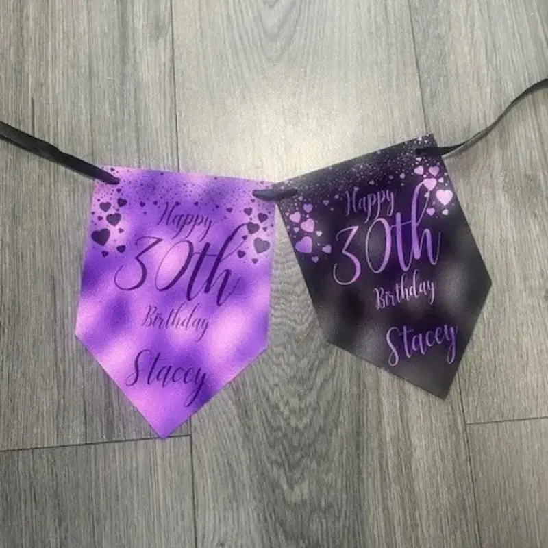 Personalised Birthday Bunting Banner Any Age Any Name 18th 21st 30th Rose Gold Posters Glossy Decoration party Decoration Ornaments Print 3