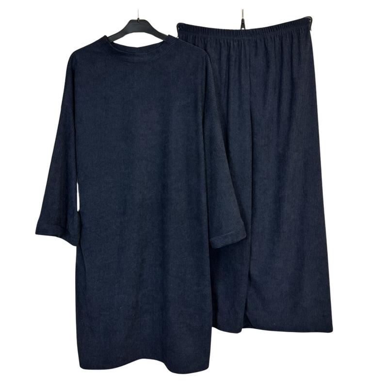 Ladies Corduroy Coord Set - Long Top and Wide Trousers, One Size UK8-16 - Womenswear [030] 7