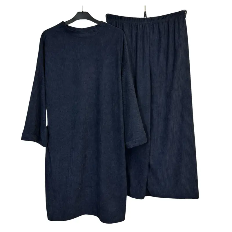 Ladies Corduroy Coord Set - Long Top and Wide Trousers, One Size UK8-16 - Womenswear [030] 7