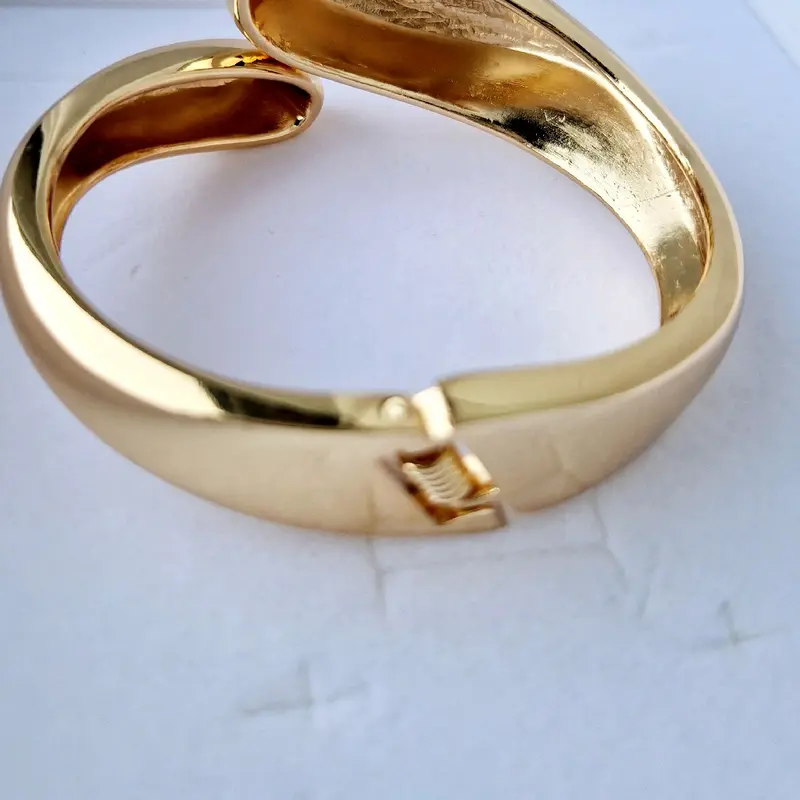 Gold Chunky Statement Cuff Bangle- On Trend Gold Statement Bangle For Women-Costume Jewellery 5