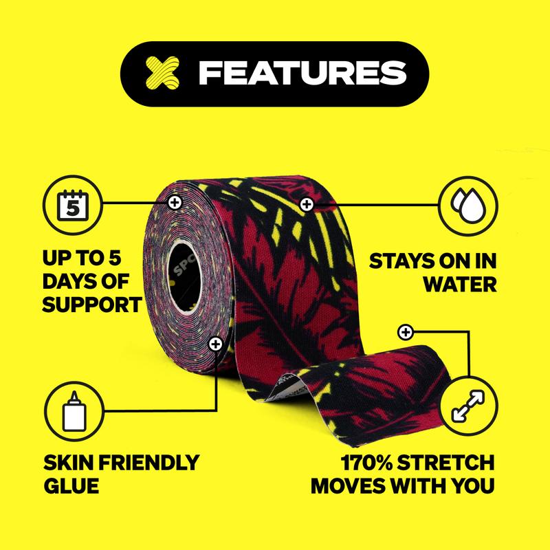 SPORTTAPE Kinesiology Tape | 3 Pack | 5cm x 5m Roll  | Physio & Sports Injury Muscle Tape for Shoulder, Knee, Ankle Shin Splints Support. Waterproof & Hypoallergenic Sports Tape 2