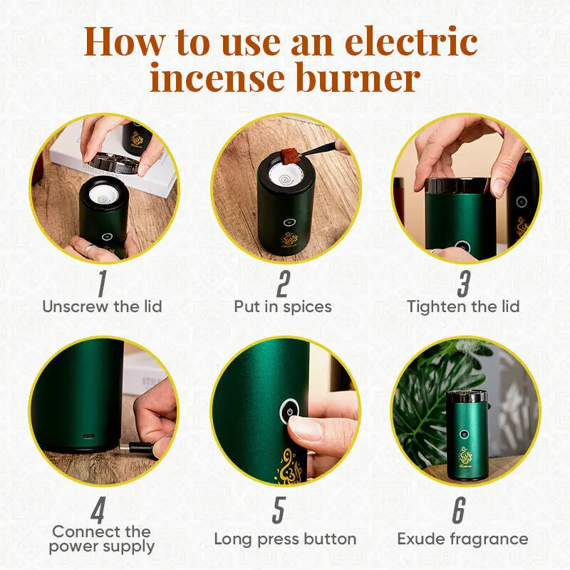 Bakhoor incense burner Rechargeable Arabic Incense Burner Aroma Diffuser Censer  Gift Light Scent 4