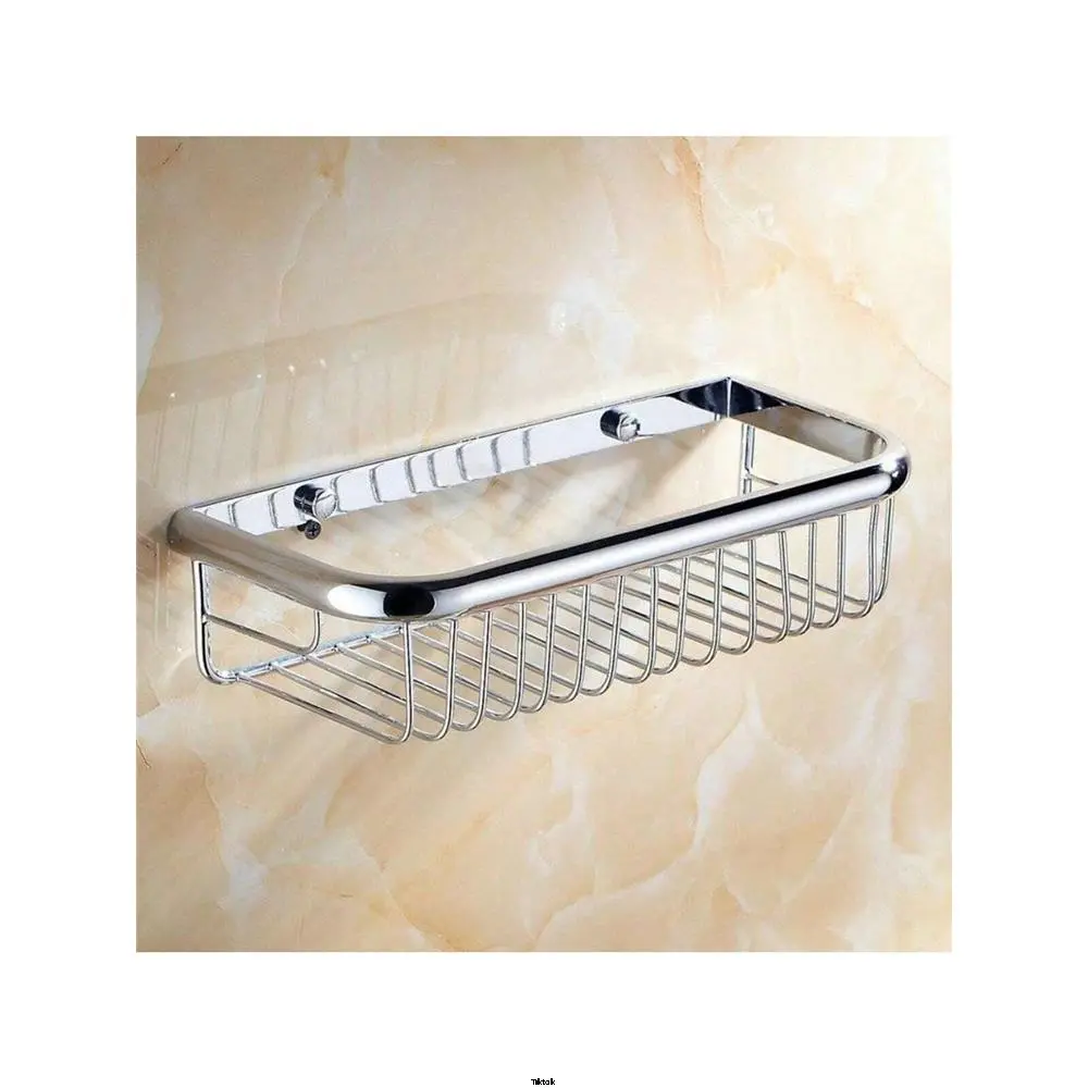 Chrome Basket rack Wall rack Bathroom Hide with Caddy 11.81 inch Brass Shower Installation Screws Rust Bath Kitchen Storage