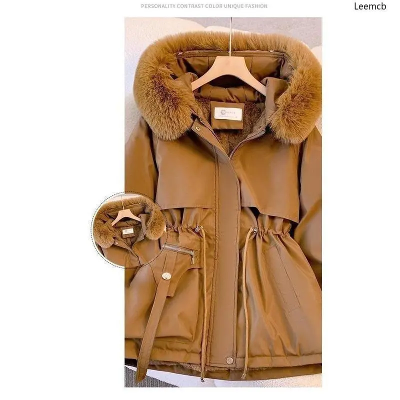 Down Cotton Dress Women's Short Large Fur Collar Style Overcoming Slim Waist Fashion Casual Coat 8