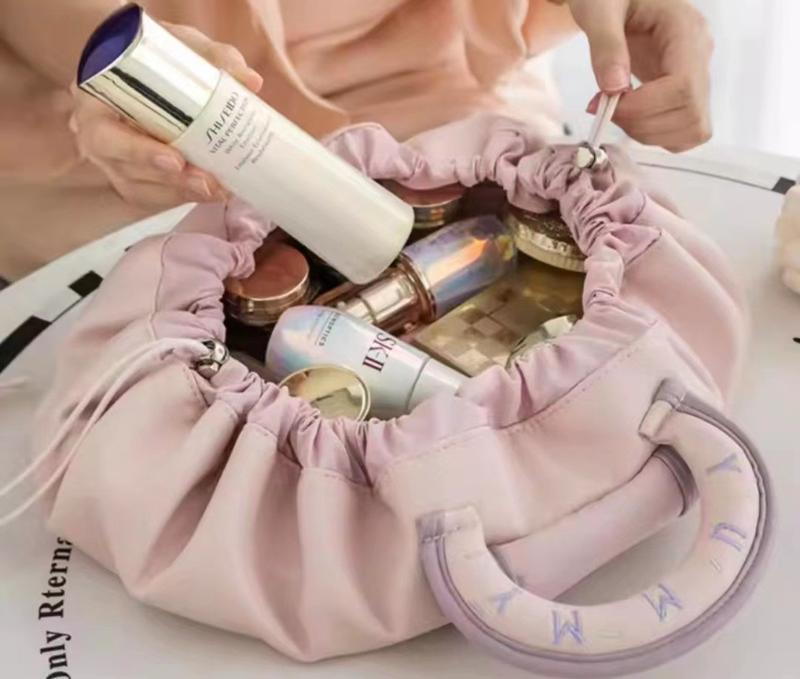Luxury Drawstring Makeup Bag - Premium PU Leather Cosmetic Organizer Pouch, Travel Makeup Bag, Large Capacity Makeup Pouch, Portable Cosmetic Bag, Quick Access Makeup Bag, waterproof cosmetic bag, durable makeup bag, makeup storage bag 7