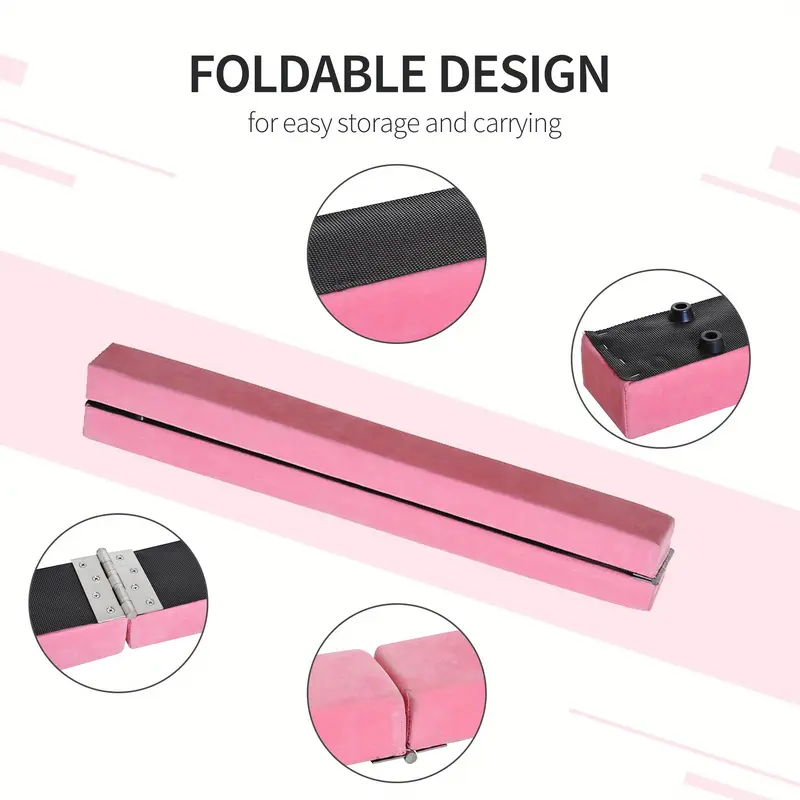 2. 4M 8FT Gymnastics Folding Balance Beam Home Gym Training Exercise Sports - Pink 4
