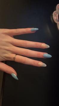 Product Review of Blue & Pink Floral Fake Nails with Tools, 24pcs/set French Style Press on Stick on Nails with Stickers & Nail File for Women Nail Art from C**e (**s v**) 0