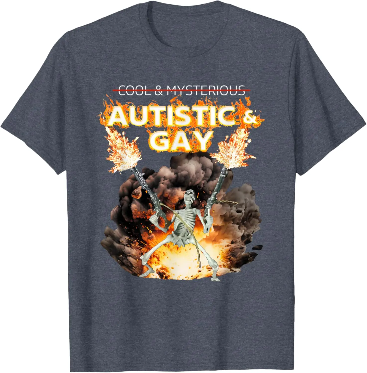 NeuroFriends  Autistic And Gay Skeleton Cursed Autism Meme T-shirt UKY24025007