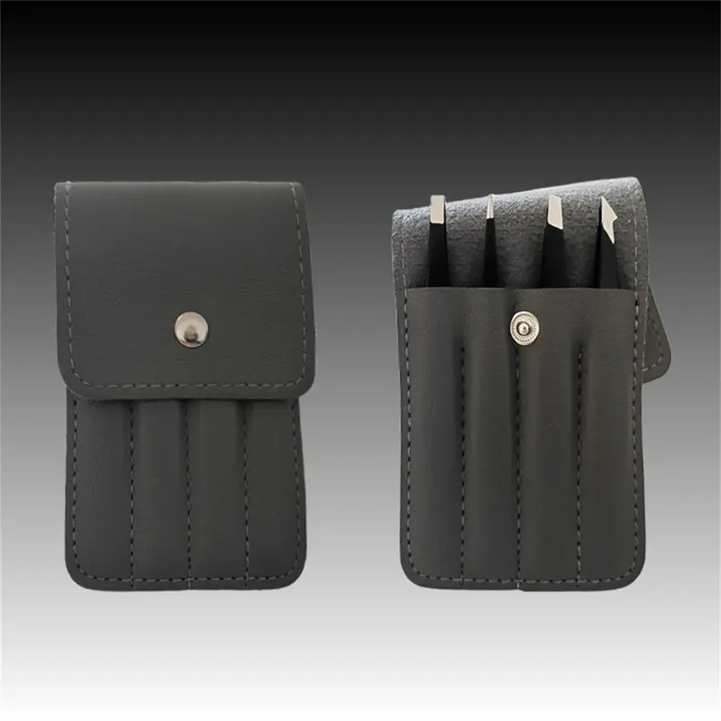 [Grocery Hub] 4-Pieces Professional Stainless Steel Tweezers Set Eyebrow Hair Pluckers w/Case 5