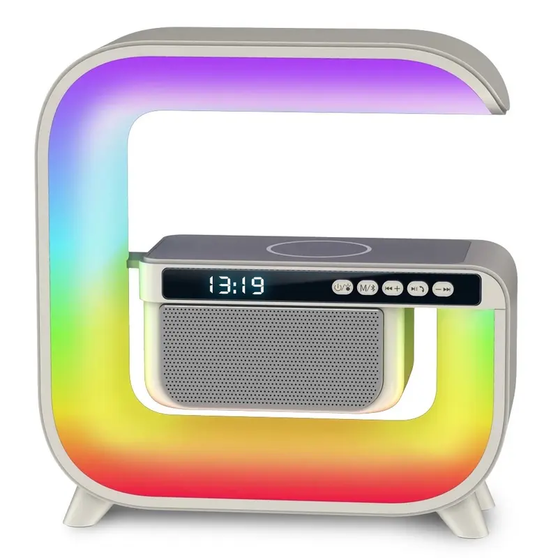 Wireless Charging Speaker,Alarm Clock Intelligent Led Lamp, Multifunctional Wireless Charger Night Light Lamp, Atmosphere Lamp with Bluetoth Speaker for Bedroom, Room Decor, Gift, Party Audio Bluetooth Cable Devices Gadget 5