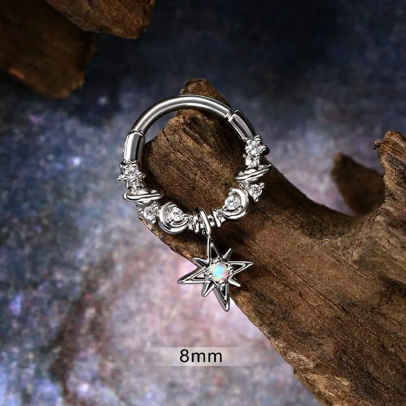 OUFFER 16G Star/Moon/Planet Dangle Septum Ring Helix Silver Gold Jewelry Earrings 5