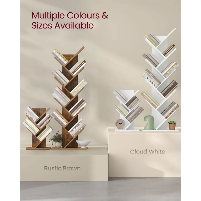 Small White 5 Tier Tree Book Case - Perfect for Home and Office Storage 3