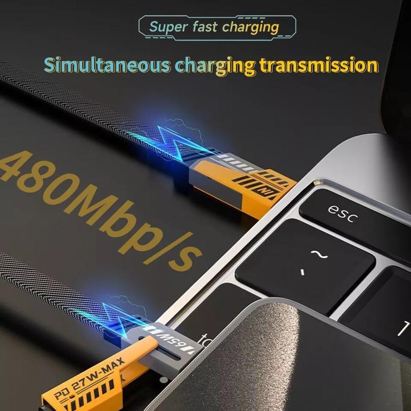 [ UK SELLER] Dual Head Type-c Data USB 4-in-1 PD 65W Fast Charging Cable Flash Charging Cable For iPhone15/14/13/12/11 Pro Max/XS MAX/XR/XS/X/8/iPad/Samsung Notebook Phone Charging Cable Smartphone Cellphone Mobile Electronic multi charger Alloy Android c 5