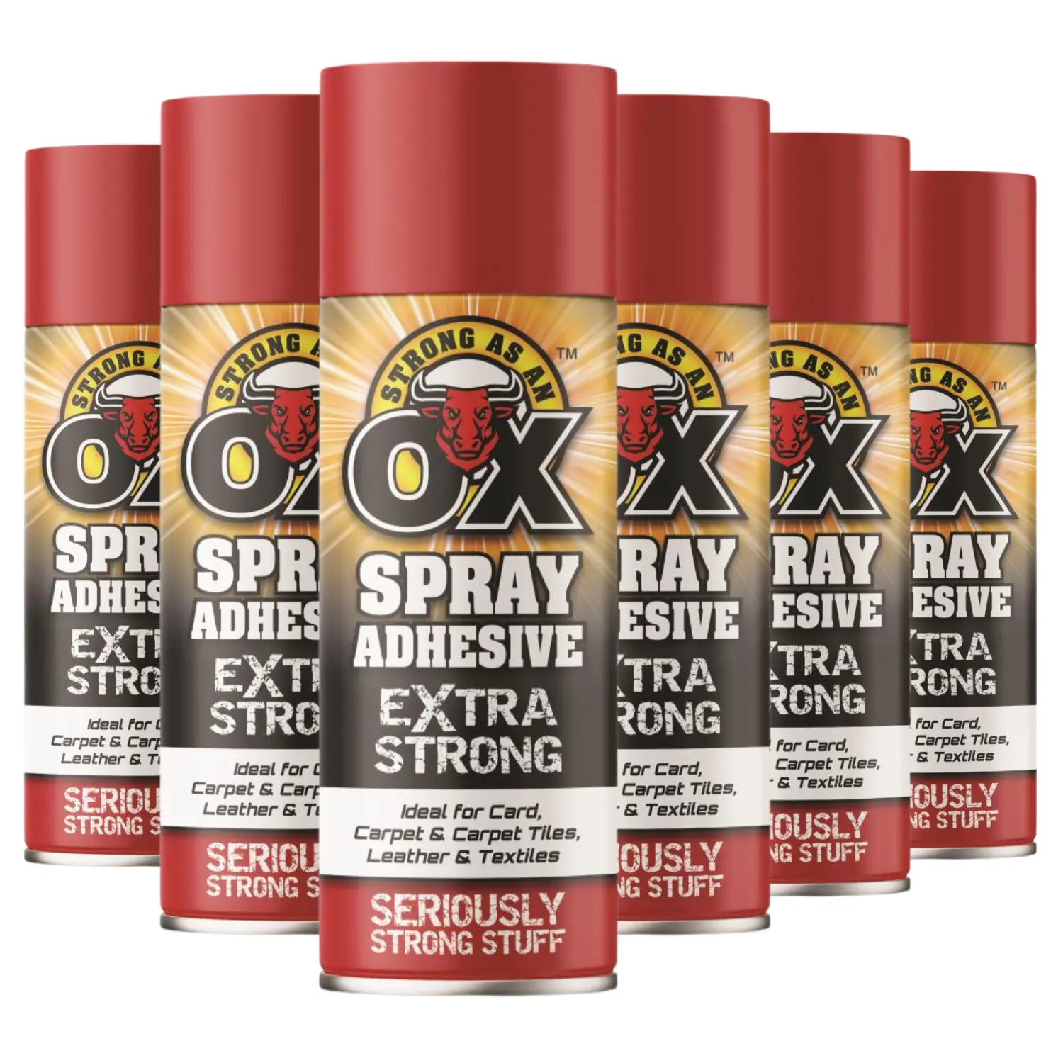 Strong As an OX Adhesive Spray Extra Strong 500ml Multi-Packs | Ideal For Card | Carpet & Carpet Tiles | Leather & Textiles | Seriously Strong Stuff | Long Lasting Bond