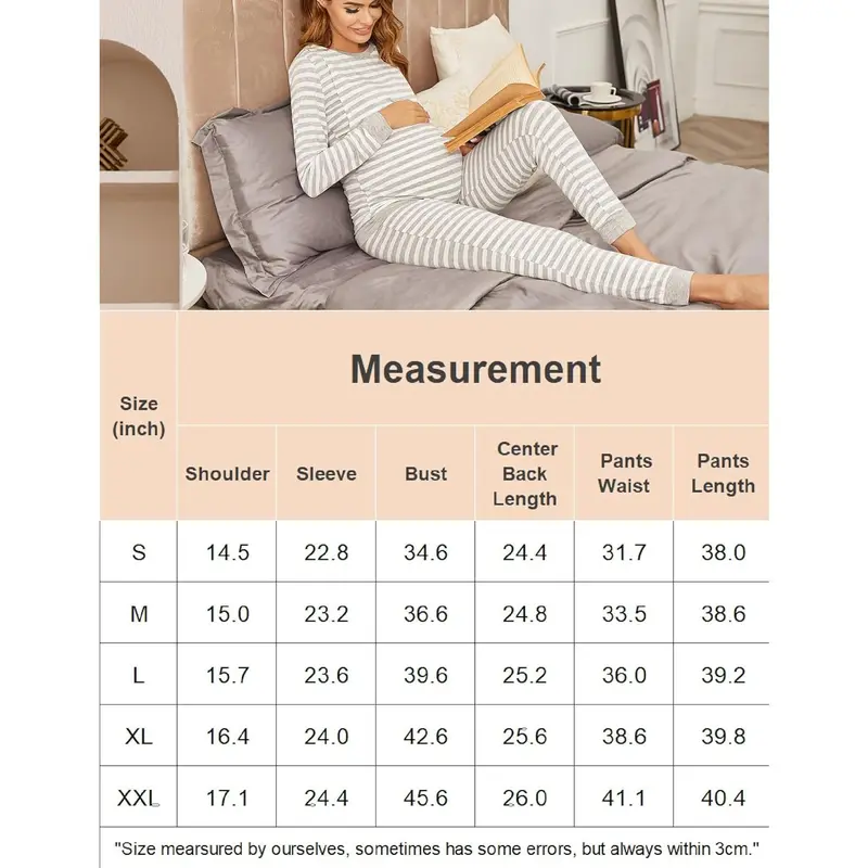 Nursing Pajama Set Long Sleeve Maternity Sleepwear Labor Delivery Pjs Breastfeeding Thermal Underwear Clothes 5