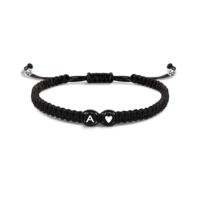 Woven Alphabet Bracelet, Women's Heart Initial Bracelet for Mom Daughter Birthday, Christmas Gift 0
