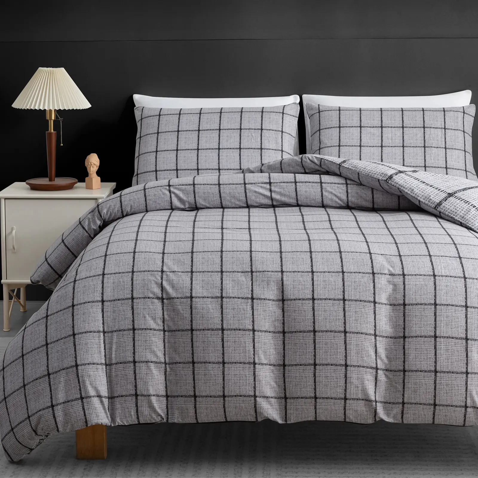 ECOCOTT Microfiber Duvet Covers with Matching Pillow Cases Reversible Bedding Sets Single Double King Super King Size All Season Quilt Covers with Zipper Closure UltraSoft Fade Resistant Duvet Sets
