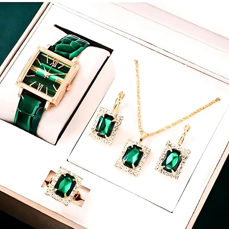 Mother’s Day Gift Vintage Square-Shaped Women's Quartz Watch with Rhinestone Accents - Set of 5, Easter Gift 1