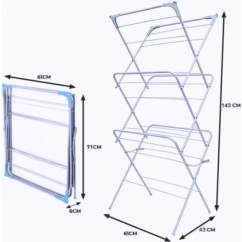 Foldable 3 Tier Clothes Dryer Airer with Metal Lock for Laundry Drying rack Star Steel 5