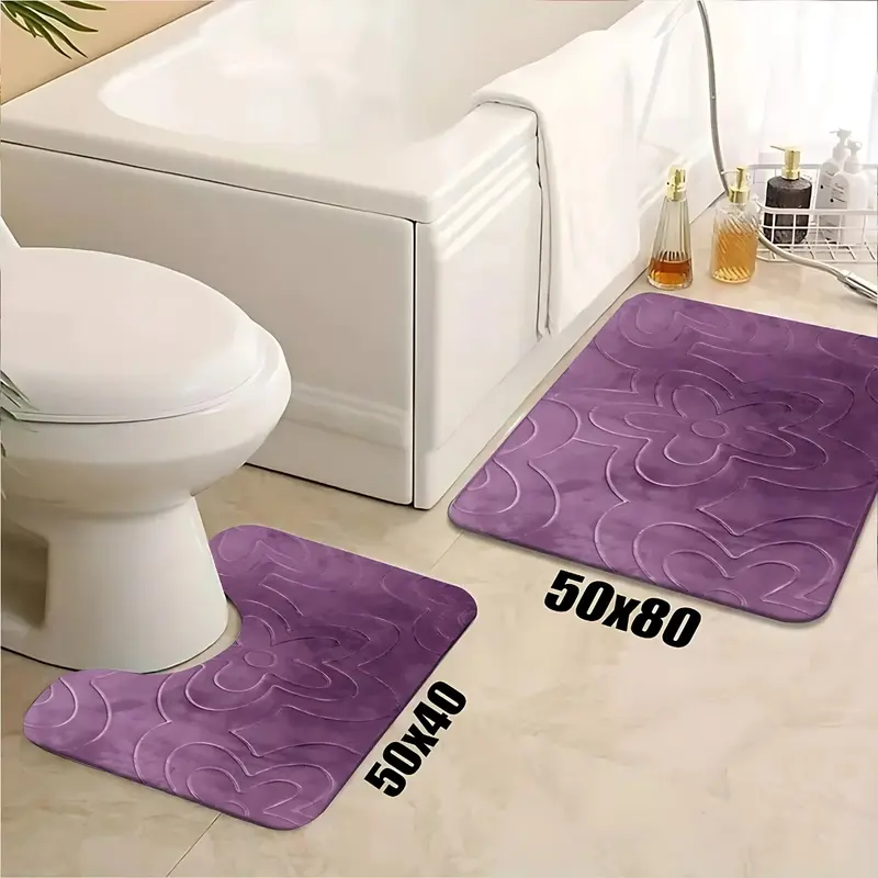 2-Piece Memory Foam Bath Mat Set - Extra Soft, Non-Slip, Super Absorbent Bathroom Rugs, Machine Washable bathroom  accessories wudu  mat  bathroom 6
