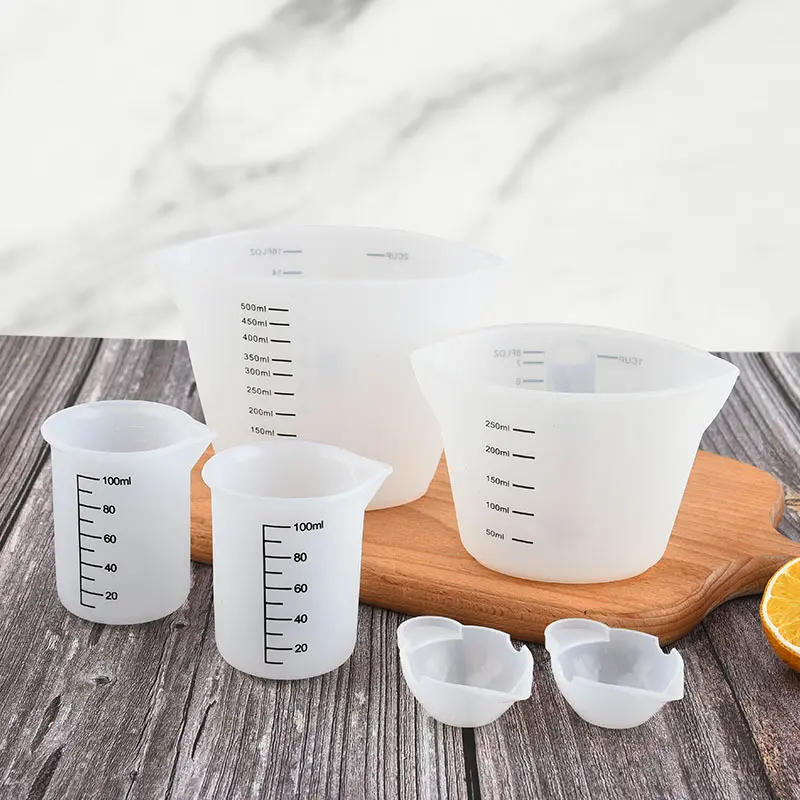 10/100/250/500ml Measuring Cup Food-Grade Silicone Measuring Jug Measuring Tools Scales Mixing Cup Kitchen Cake Baking Tool 0
