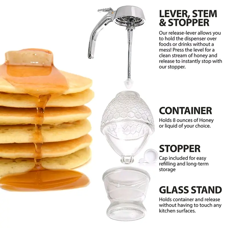 Honey Dispenser and Syrup Pitcher Set with Pouring Spout for Easy Dispensing - Utensils, Seasoning Kitchen 6