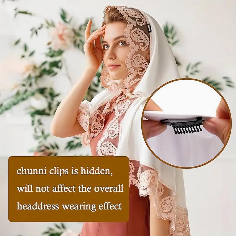6 Pcs Chunni Clips Set with Safety Pin, Black/Brown/Golden/Multi-color 4