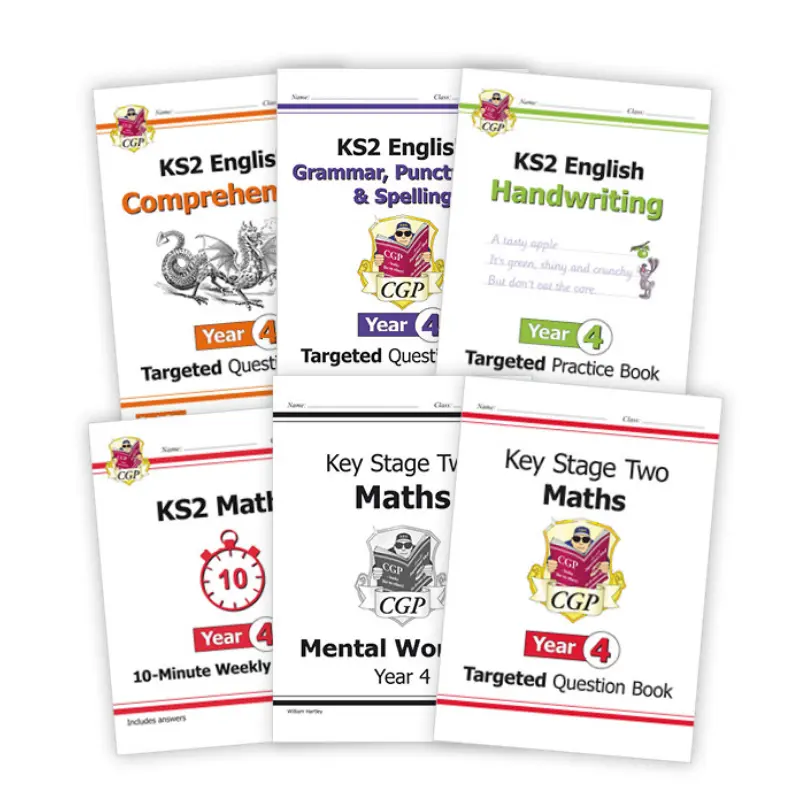 Year 4 Maths and English Home Learning Workbook Bundle for 8 to 9 year olds KS2
